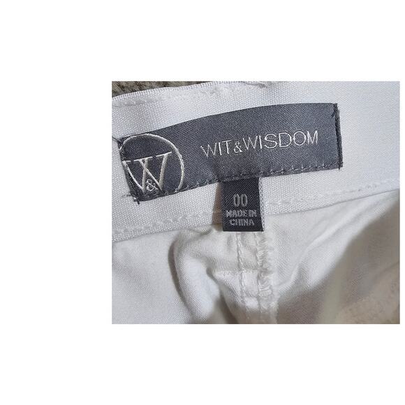 WIT & WISDOM Jeans High Rise Micro Slit Hem Straight Leg Pants, White, Sz 00 NEW - Picture 5 of 14